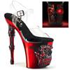 Pleaser - RAPTURE808LT Sandale à bride à la cheville, Pole dance chaussures - Transparent/Rouge Product image